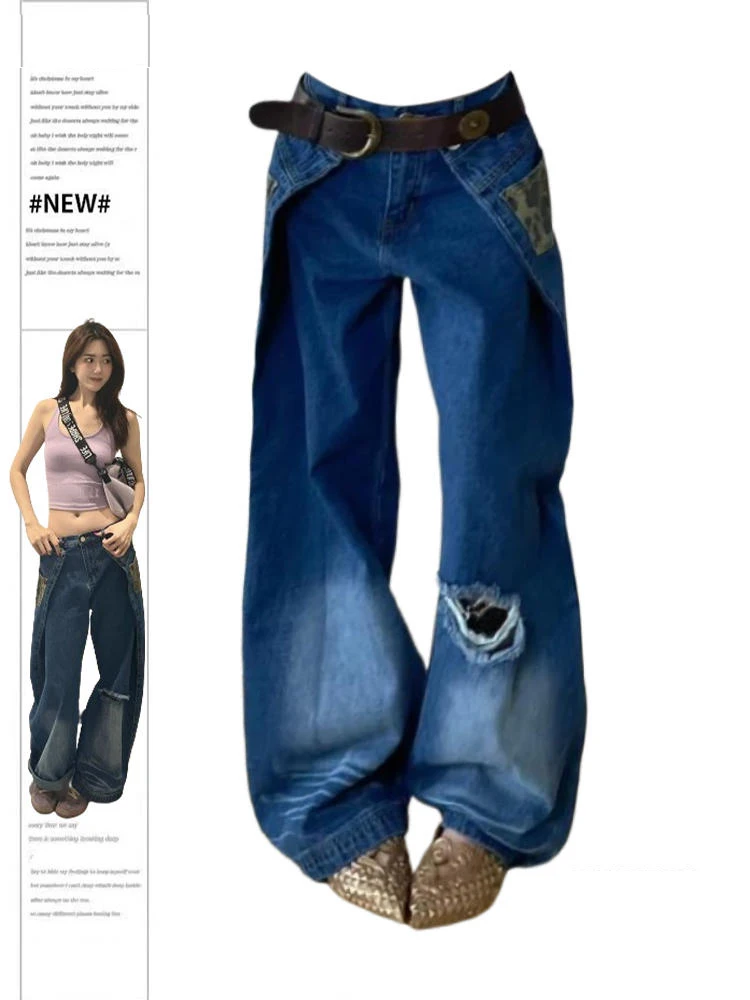 Women Patchwork Baggy Y2k Ripped Jeans Trashy Vintage Harajuku Oversize Denim Trousers Cowboy Pants Japanese 2000s Style Clothes
Women Patchwork Baggy Y2k Ripped Jeans Trashy Vintage Harajuku Oversize Denim Trousers Cowboy Pants Japanese 2000s Style Clothes