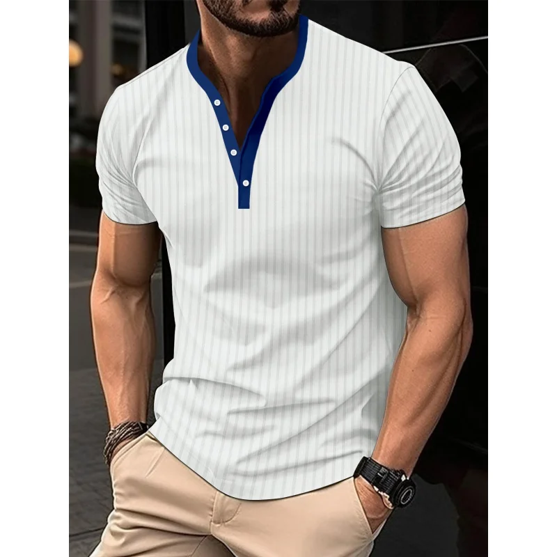Men's Monochromatic Rib Fabric Casual ButtonVCollar Slim-Fit Short SleeveTT-Shirt, 2024's
Men's Monochromatic Rib Fabric Casual ButtonVCollar Slim-Fit Short SleeveTT-Shirt, 2024's