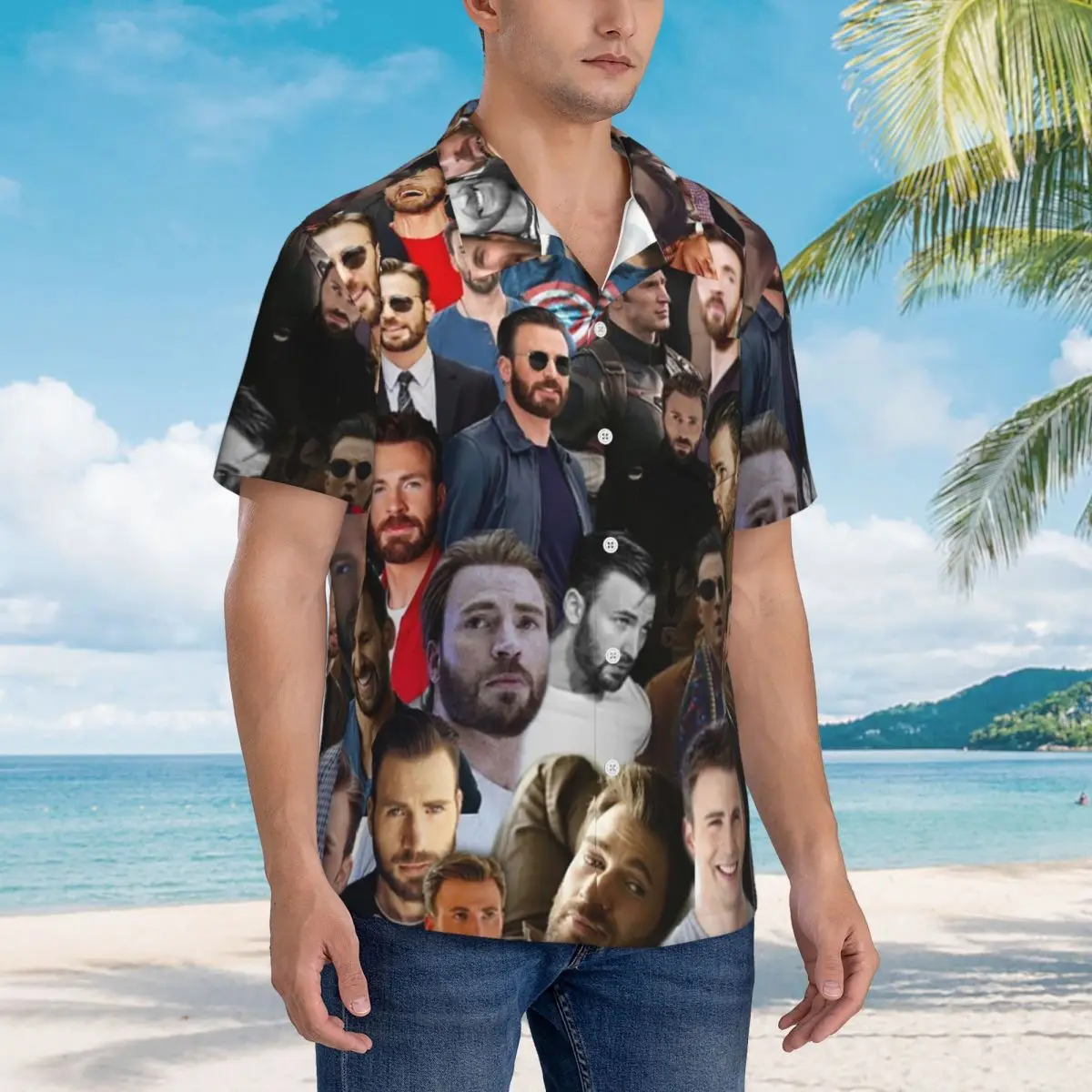 Chris Evans Hawaiian Shirts Funny Men Short Sleeve Shirt for Summer Beach Men's Button Tops
Chris Evans Hawaiian Shirts Funny Men Short Sleeve Shirt for Summer Beach Men's Button Tops