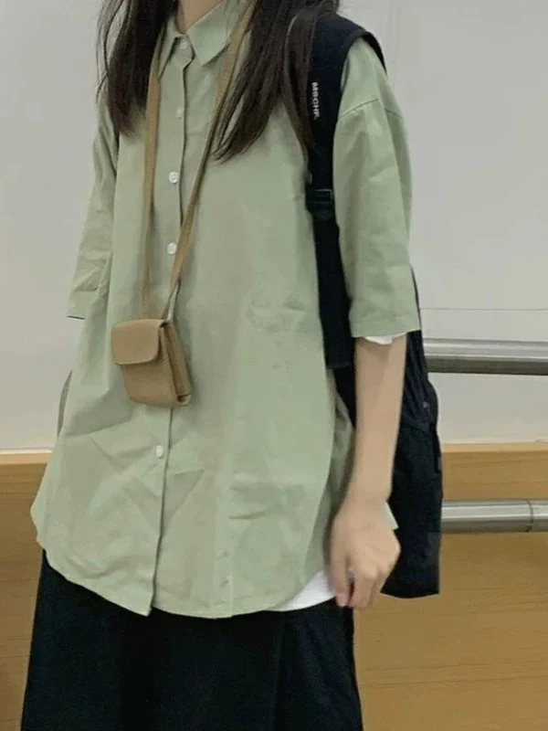 Loose Short Sleeve Shirt Unisex Casual Workwear Boyish Style Loose Couples Match Trendy Lazy Style Polyester Material
Loose Short Sleeve Shirt Unisex Casual Workwear Boyish Style Loose Couples Match Trendy Lazy Style Polyester Material