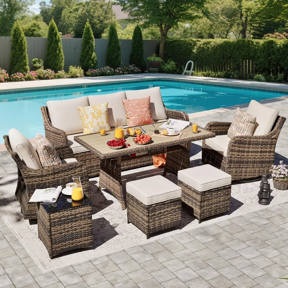 7 Pieces Patio Furniture Set with Swivel Chairs, Wicker Patio Conversation Set, Outdoor Patio Set with 2 Swivel, Customized
7 Pieces Patio Furniture Set with Swivel Chairs, Wicker Patio Conversation Set, Outdoor Patio Set with 2 Swivel, Customized