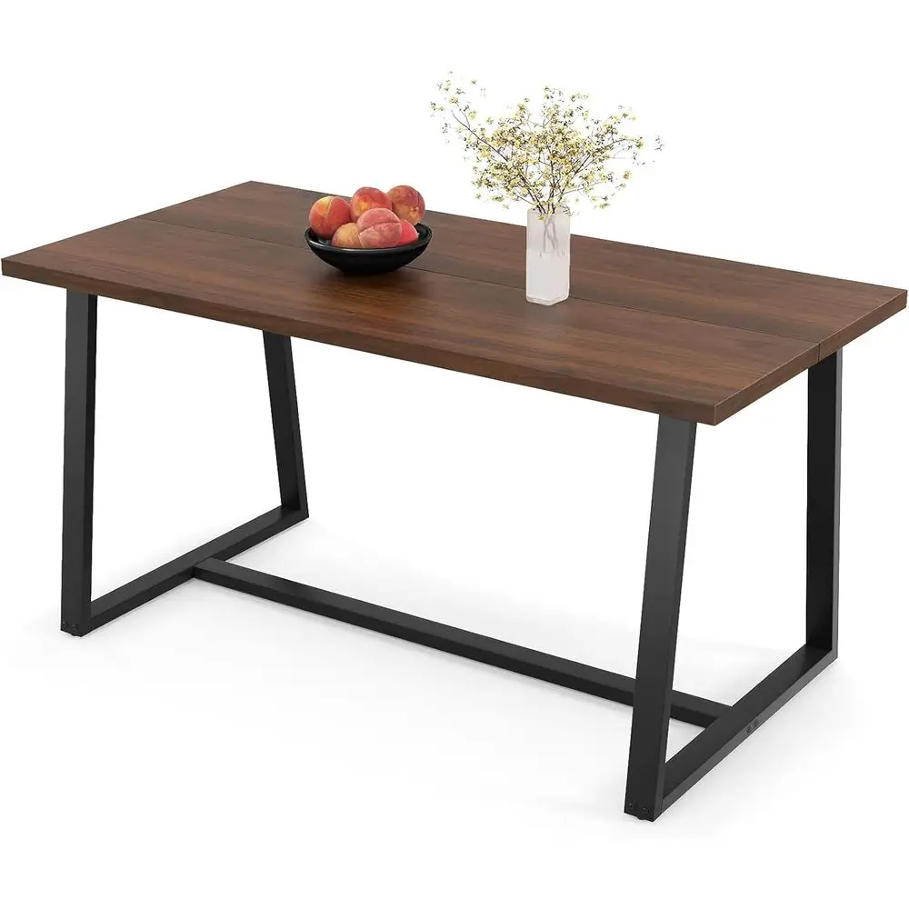 63 Large Century-Style Dining Table with Metal Edges and Anti-Slip Pads for 4-6 People
63 Large Century-Style Dining Table with Metal Edges and Anti-Slip Pads for 4-6 People