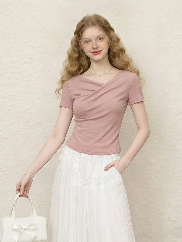 Женский вязаный свитер ZhuoZhi с коротким рукавом, асимметричным V-образным вырезом, приталенный, в нежном стиле, повседневная одежда, летний модный топ
Женский вязаный свитер ZhuoZhi с коротким рукавом, асимметричным V-образным вырезом, приталенный, в нежном стиле, повседневная одежда, летний модный топ