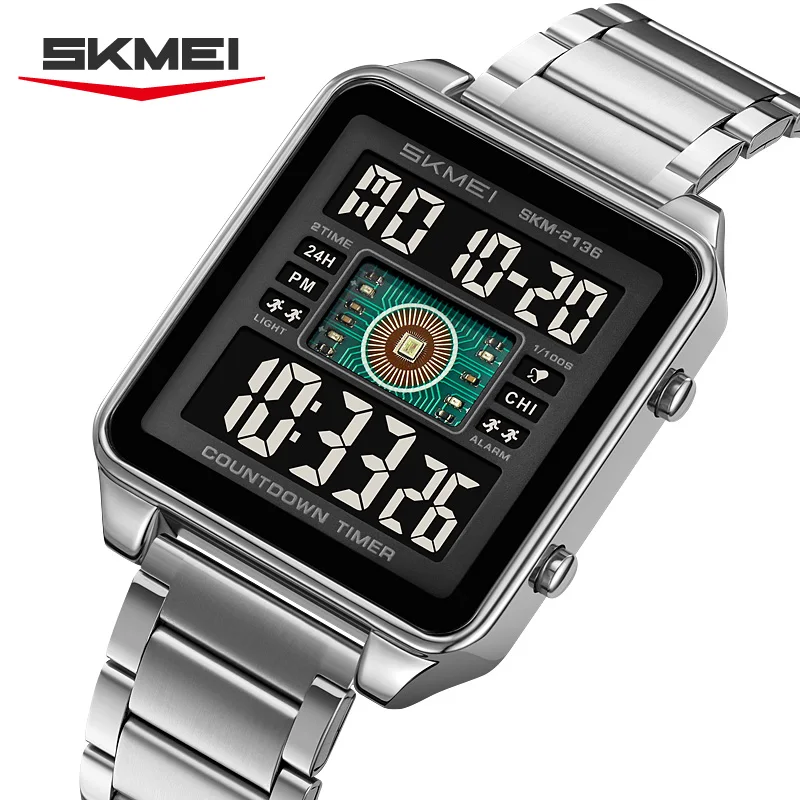SKMEI 2136, нержавеющая сталь, секундомер, наручные часы, модные электронные часы с механизмом, стильные мужские цифровые часы 
SKMEI 2136, нержавеющая сталь, секундомер, наручные часы, модные электронные часы с механизмом, стильные мужские цифровые часы