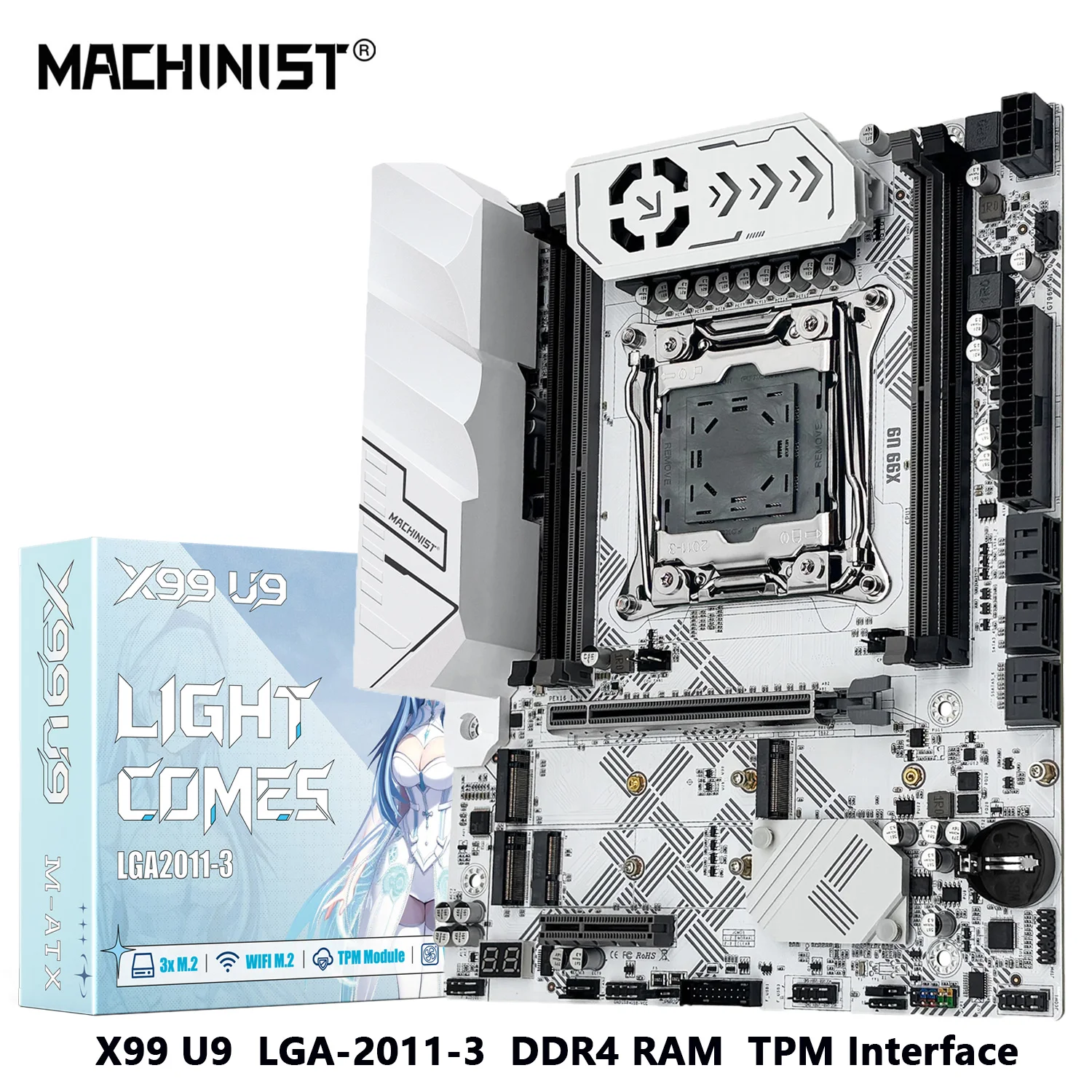 MACHINIST X99 U9 Motherboard Support TPM2.0 LGA 2011-3 Xeon E5 cpu DDR4 RAM C612 chip with 3*NVME M.2 slot SATA3.0 White armor
MACHINIST X99 U9 Motherboard Support TPM2.0 LGA 2011-3 Xeon E5 cpu DDR4 RAM C612 chip with 3*NVME M.2 slot SATA3.0 White armor