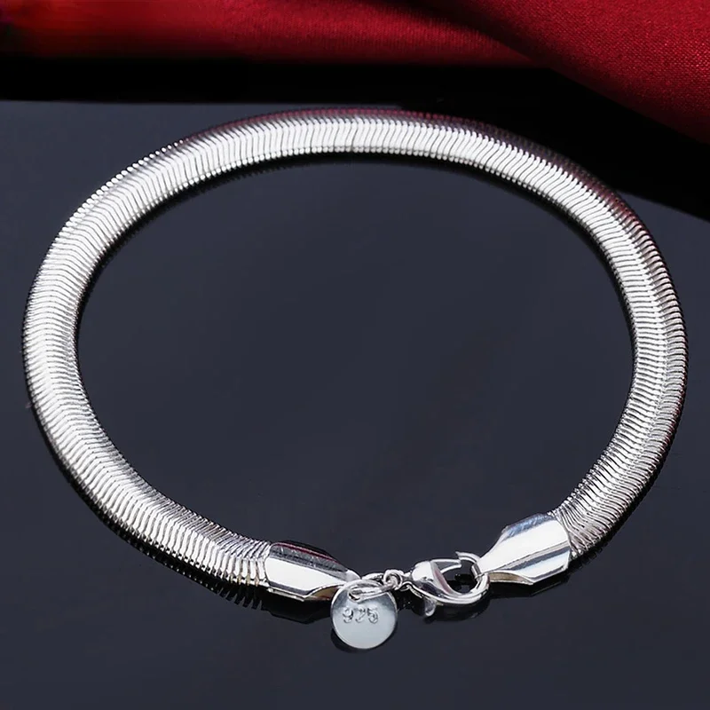 Zhubobo 925 Sterling Silver 6mm Side Snake Chain Bracelet For Women Men Wedding Engagement Party Fashion Jewelry
Zhubobo 925 Sterling Silver 6mm Side Snake Chain Bracelet For Women Men Wedding Engagement Party Fashion Jewelry