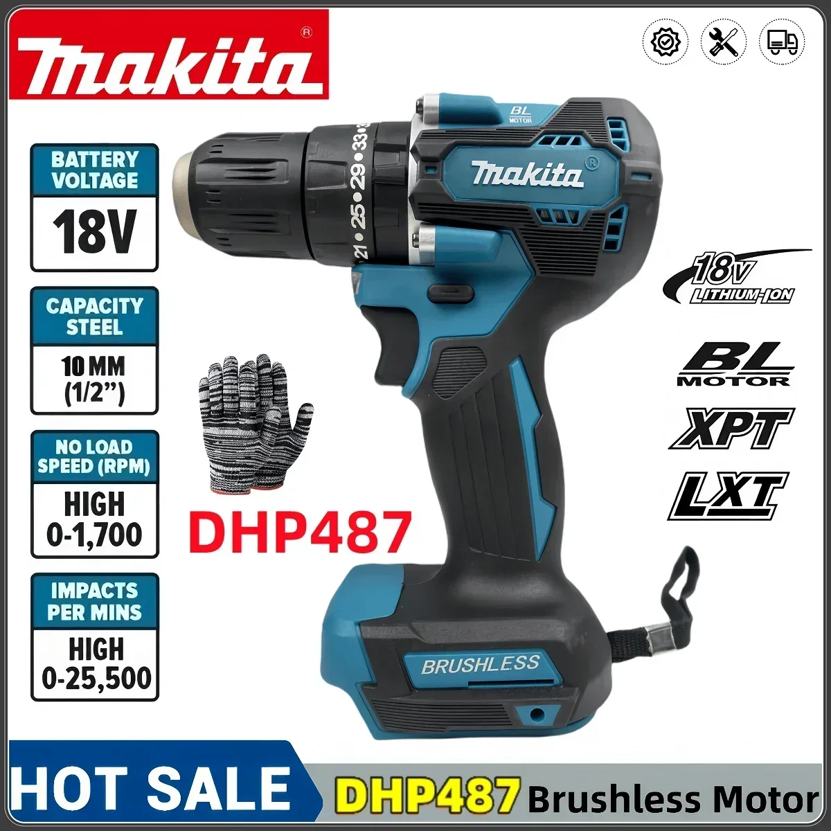 Makita DDF487 Аккумуляторная аккумуляторная электрическая дрель 10 мм Бесщеточная электрическая ударная отвертка Электроинструменты Аккумулятор 18 В
Makita DDF487 Аккумуляторная аккумуляторная электрическая дрель 10 мм Бесщеточная электрическая ударная отвертка Электроинструменты Аккумулятор 18 В