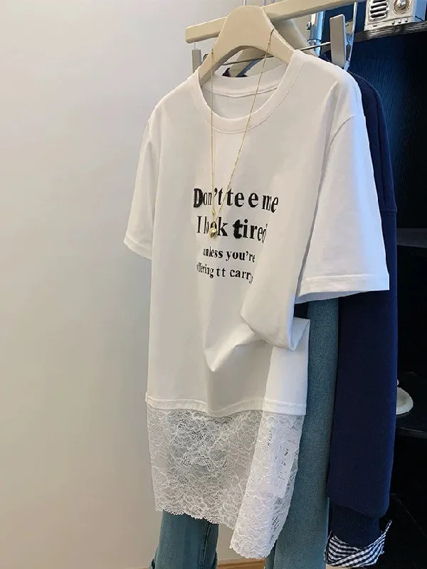 plus Size Women's Casual Lace Hem Short Sleeve T-Shirt mid Waist Breathable Cotton Summer Top Half Sleeve Printed round Neck
plus Size Women's Casual Lace Hem Short Sleeve T-Shirt mid Waist Breathable Cotton Summer Top Half Sleeve Printed round Neck