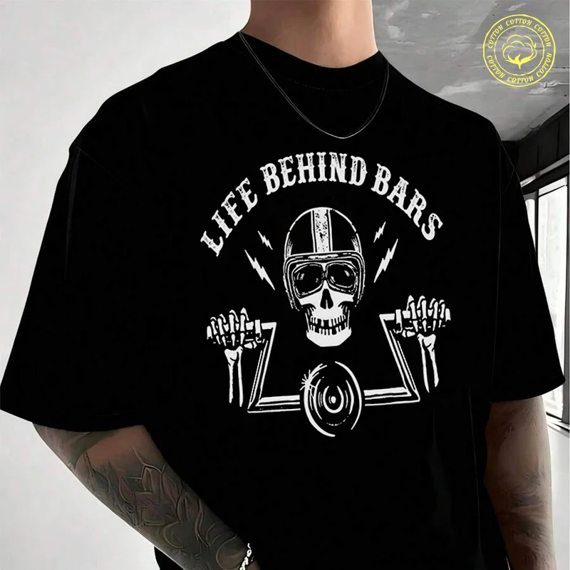 Life Behind Bars Motorcycle Skull Men's Moto Casual T-Shirt Fashionable Street Style Suitable For Travel And Sports Tee
Life Behind Bars Motorcycle Skull Men's Moto Casual T-Shirt Fashionable Street Style Suitable For Travel And Sports Tee