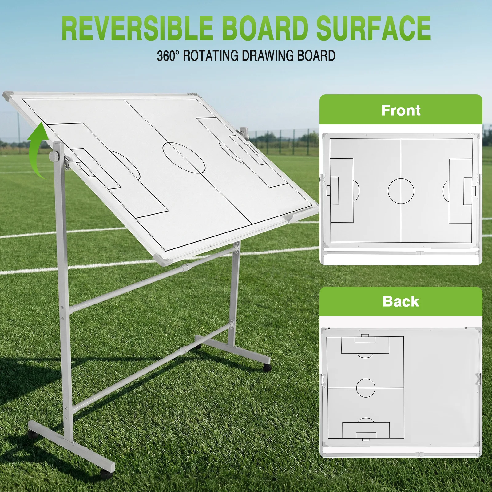 Double-Sided Soccer Coaching Board 360 Degree Reversible Dry Erase Board Height Adjustable with Magnets Pen & Eraser for Coaches
Double-Sided Soccer Coaching Board 360 Degree Reversible Dry Erase Board Height Adjustable with Magnets Pen & Eraser for Coaches