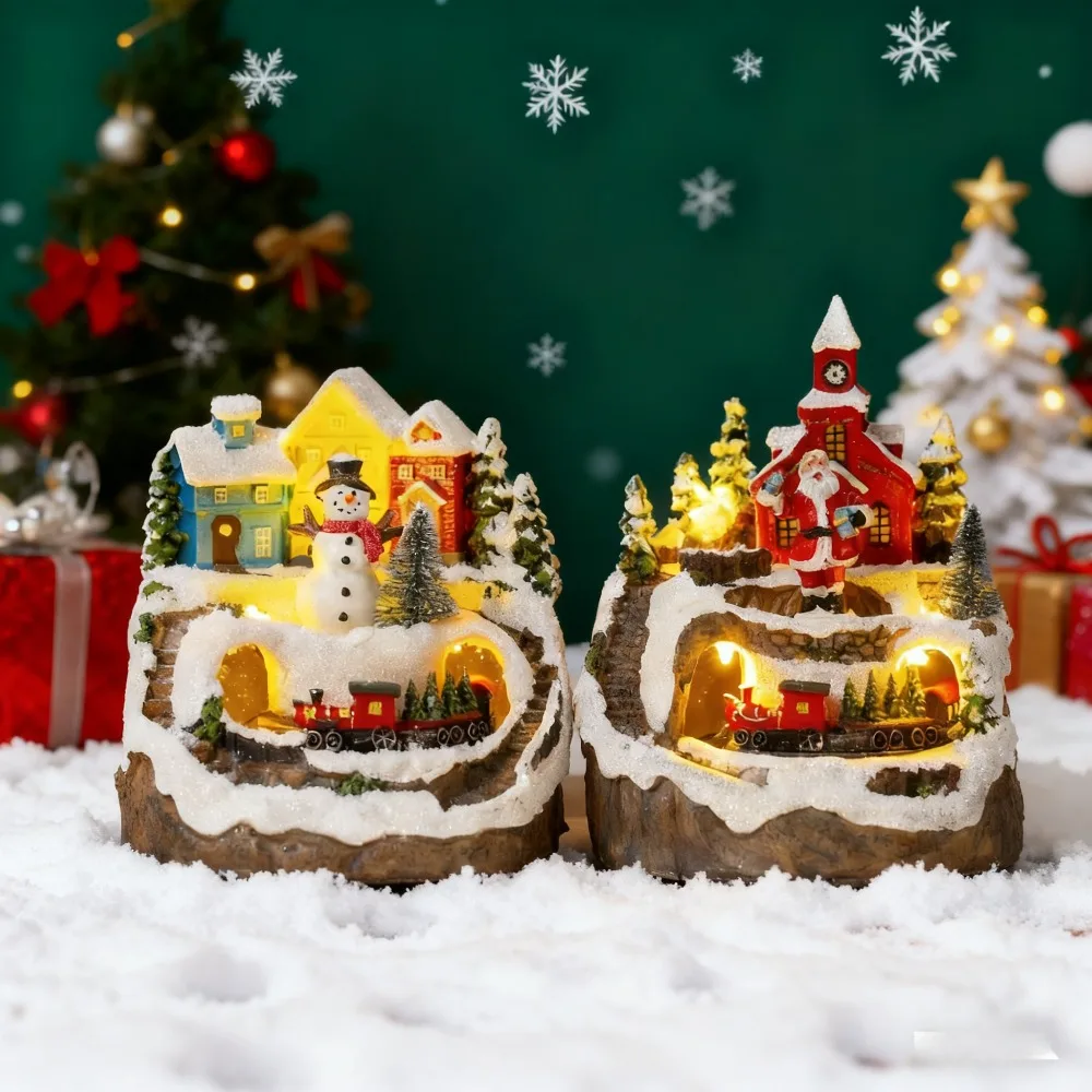 Christmas Snow House Electric Trains with Music Luminous Snowman Santa Claus House Christmas Decorations Home Navidad Kids Gift
Christmas Snow House Electric Trains with Music Luminous Snowman Santa Claus House Christmas Decorations Home Navidad Kids Gift