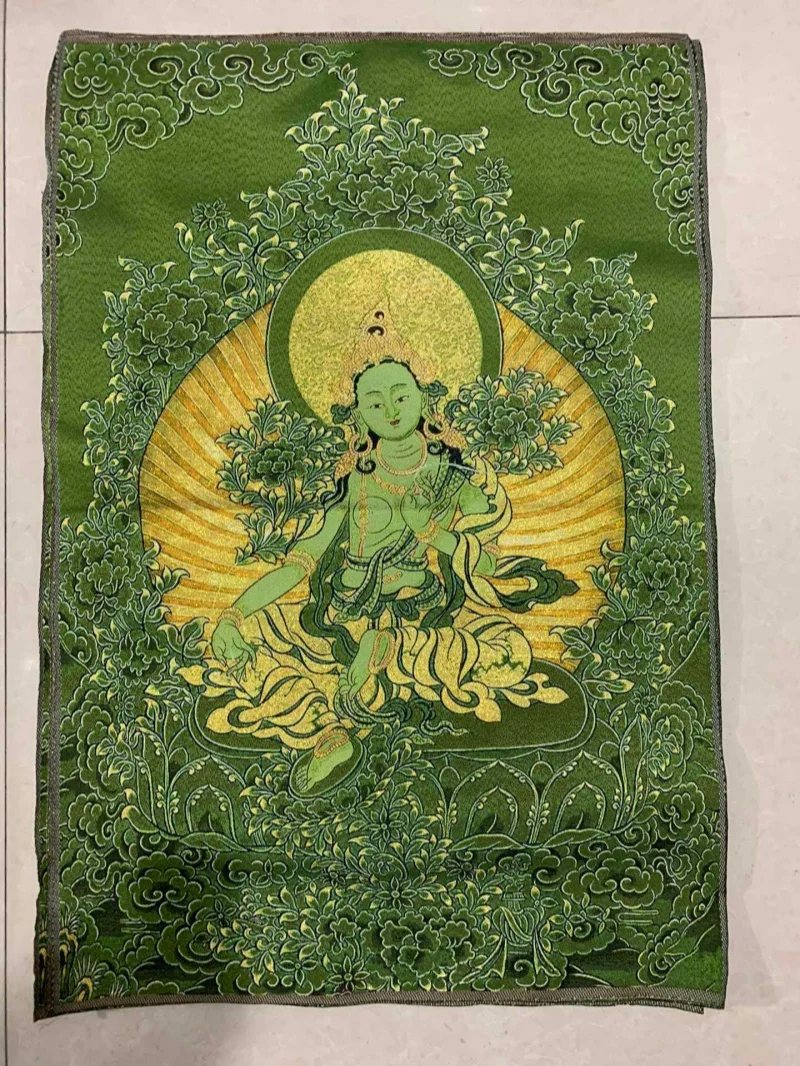 Chinese exquisite thangka embroidery green Tara Bodhisattva hanging painting silk cloth painting decorative painting mural
Chinese exquisite thangka embroidery green Tara Bodhisattva hanging painting silk cloth painting decorative painting mural