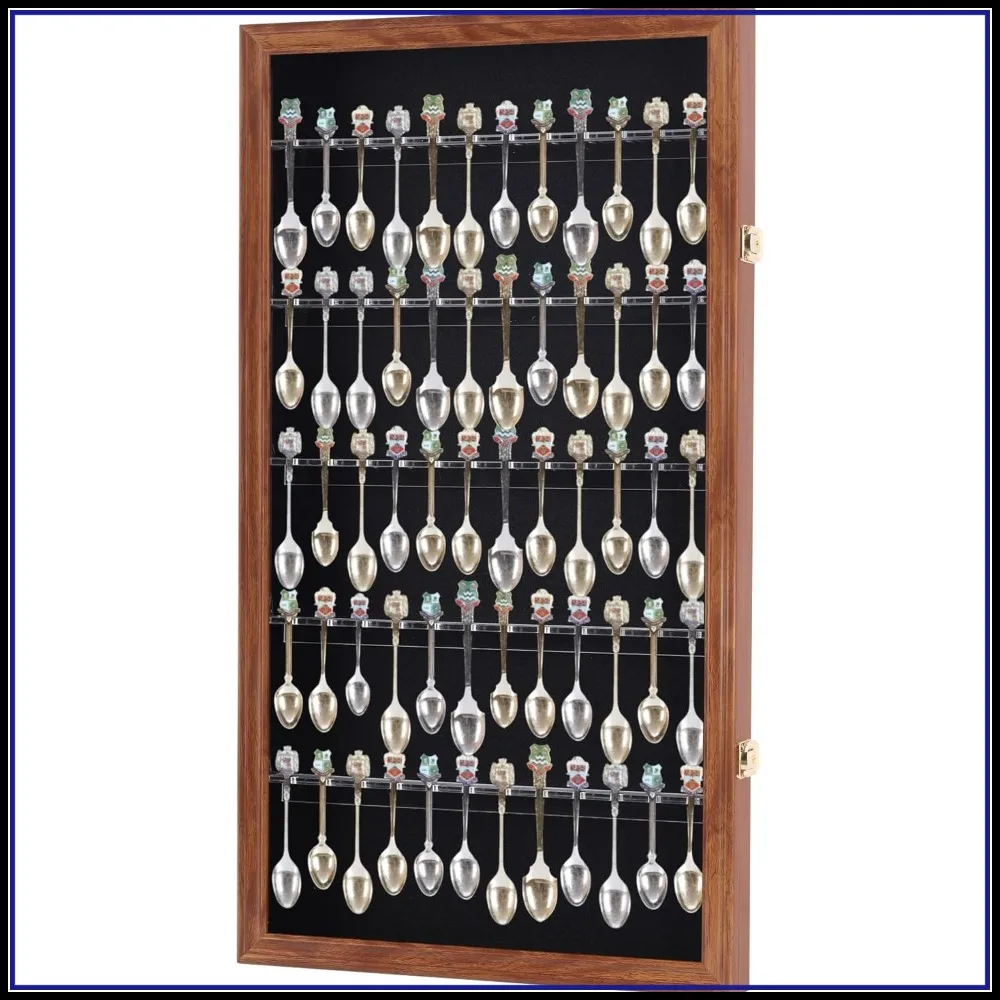 60-Slot Souvenir Spoon Display Case, UV Protection Lockable Wall Cabinet, Walnut Finish
60-Slot Souvenir Spoon Display Case, UV Protection Lockable Wall Cabinet, Walnut Finish