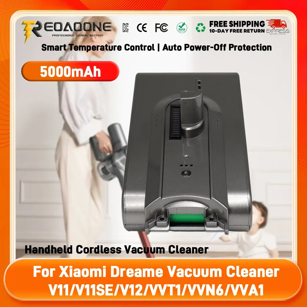 Cordless Vacuum Replacement Battery for Dreame V12/VVA1/VVN6 - 25.2V 5000mAh Li-ion, High Compatibility, Easy Swap
Cordless Vacuum Replacement Battery for Dreame V12/VVA1/VVN6 - 25.2V 5000mAh Li-ion, High Compatibility, Easy Swap