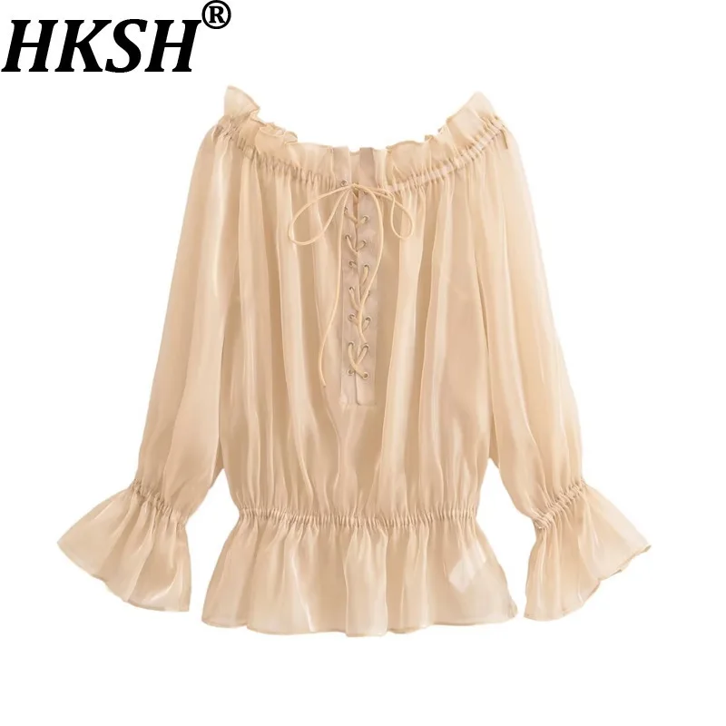 HKSH Spring Summer New Women Fashion Elegant Sweet Slash Neck Tie Long Sleeve Ruffled Solid Color Shirt Casual Trendy Top HK7076
HKSH Spring Summer New Women Fashion Elegant Sweet Slash Neck Tie Long Sleeve Ruffled Solid Color Shirt Casual Trendy Top HK7076