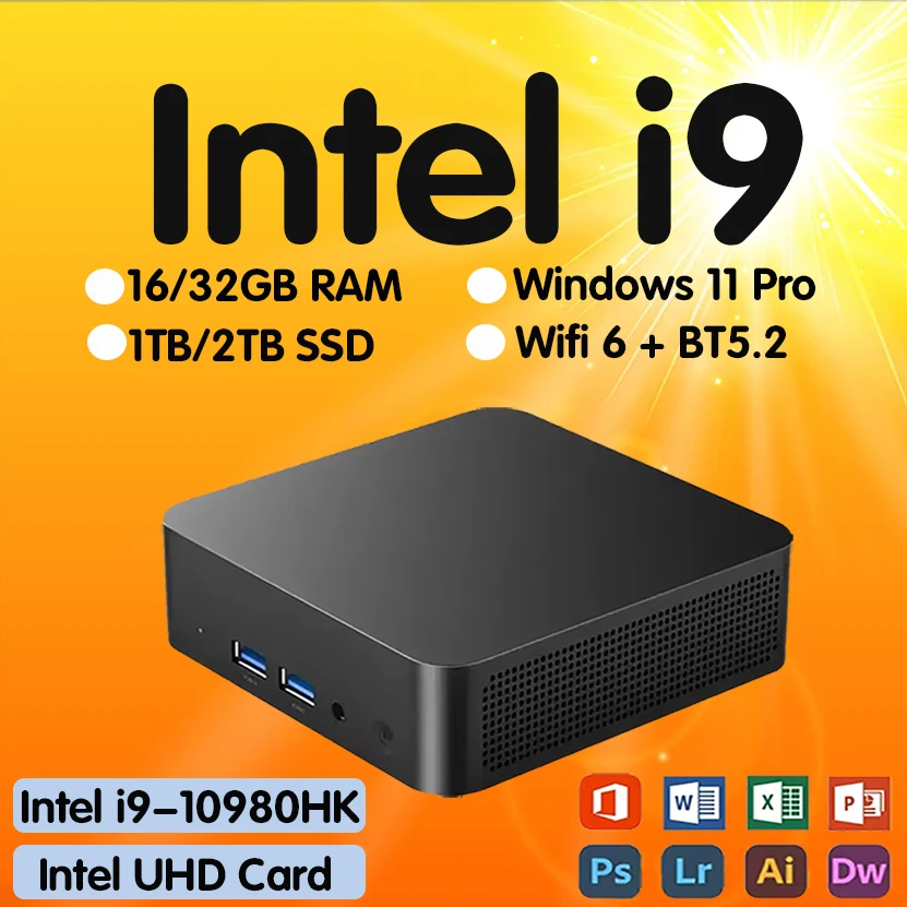2026 Portable i9 Mini PC Computer Windows 11 Pro 32GB RAM 1TB SSD Intel i9-10980HK Gaming Computer WiFi 6 USB Mini Desktop PC
2026 Portable i9 Mini PC Computer Windows 11 Pro 32GB RAM 1TB SSD Intel i9-10980HK Gaming Computer WiFi 6 USB Mini Desktop PC