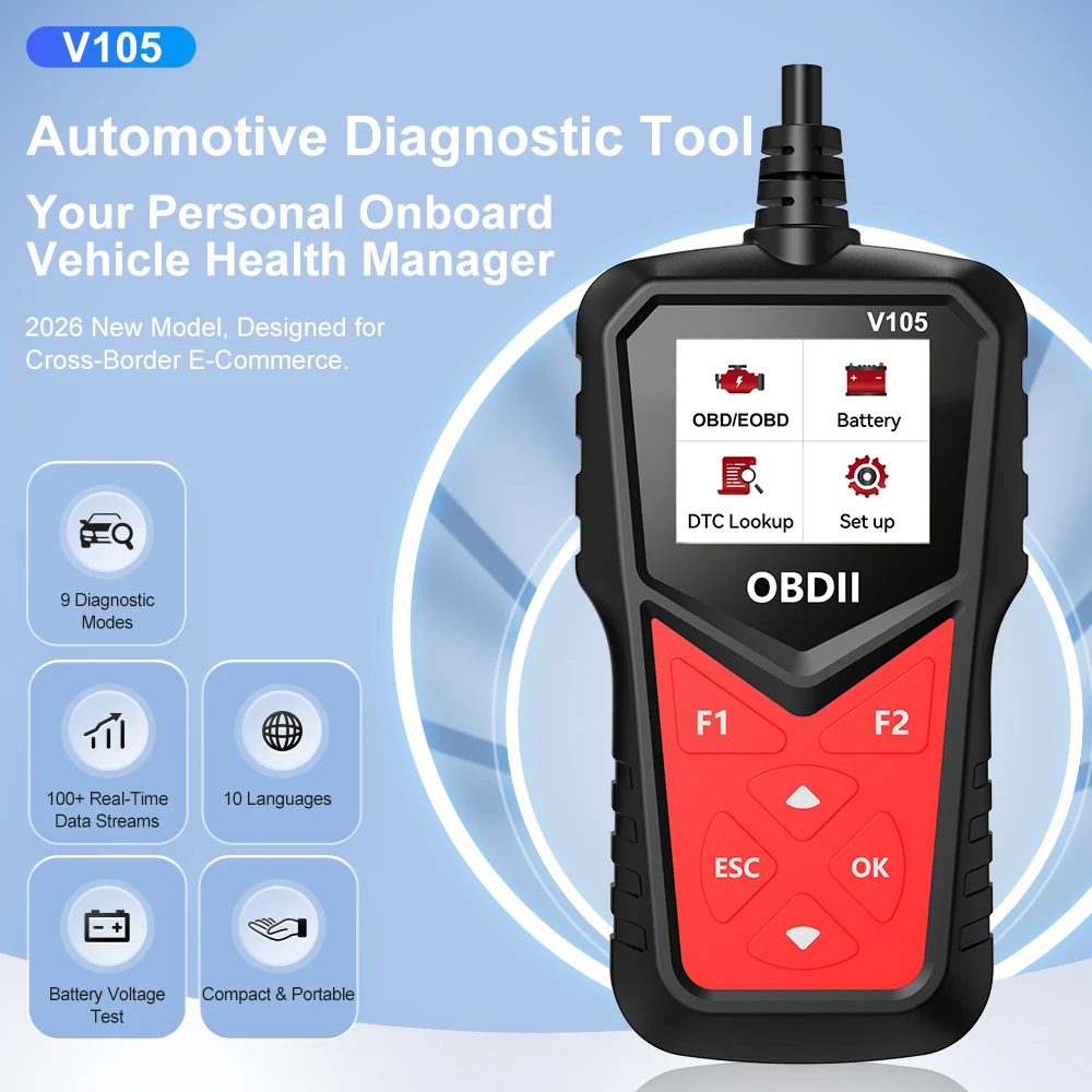 Professional Code Reader V105 and Scan Tool Car OBD2 Fault Scanner Fault Code Clear Real-Time Data Inspection Tool