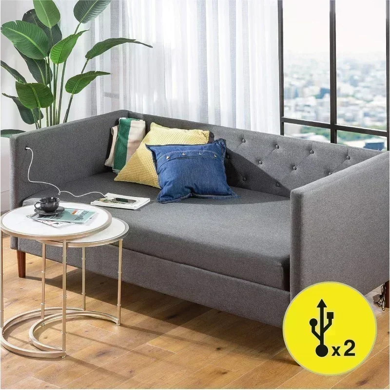 Upholstered Daybed with USB Ports / Convertible Daybed Sofa / Matching Cover Included / No Box Spring Needed / Eas
Upholstered Daybed with USB Ports / Convertible Daybed Sofa / Matching Cover Included / No Box Spring Needed / Eas