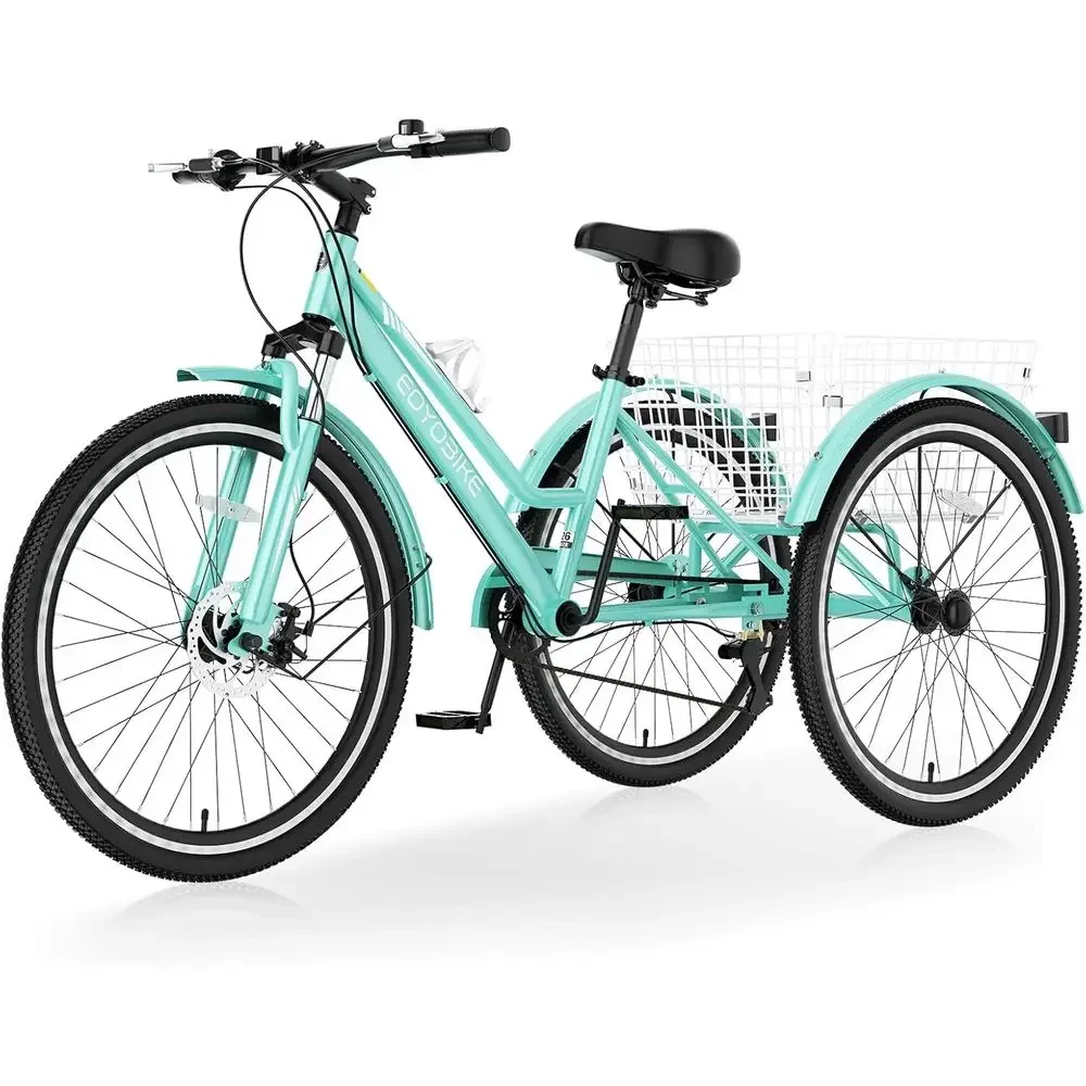 7-Speed Adult Trike, 24/26 Inch Three-Wheel Bike with Shopping Basket for Men & Women
7-Speed Adult Trike, 24/26 Inch Three-Wheel Bike with Shopping Basket for Men & Women