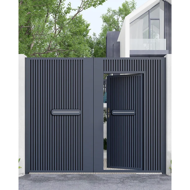 Simple modern metal steel double pendulum wrought iron fence small latest main automatic door
Simple modern metal steel double pendulum wrought iron fence small latest main automatic door