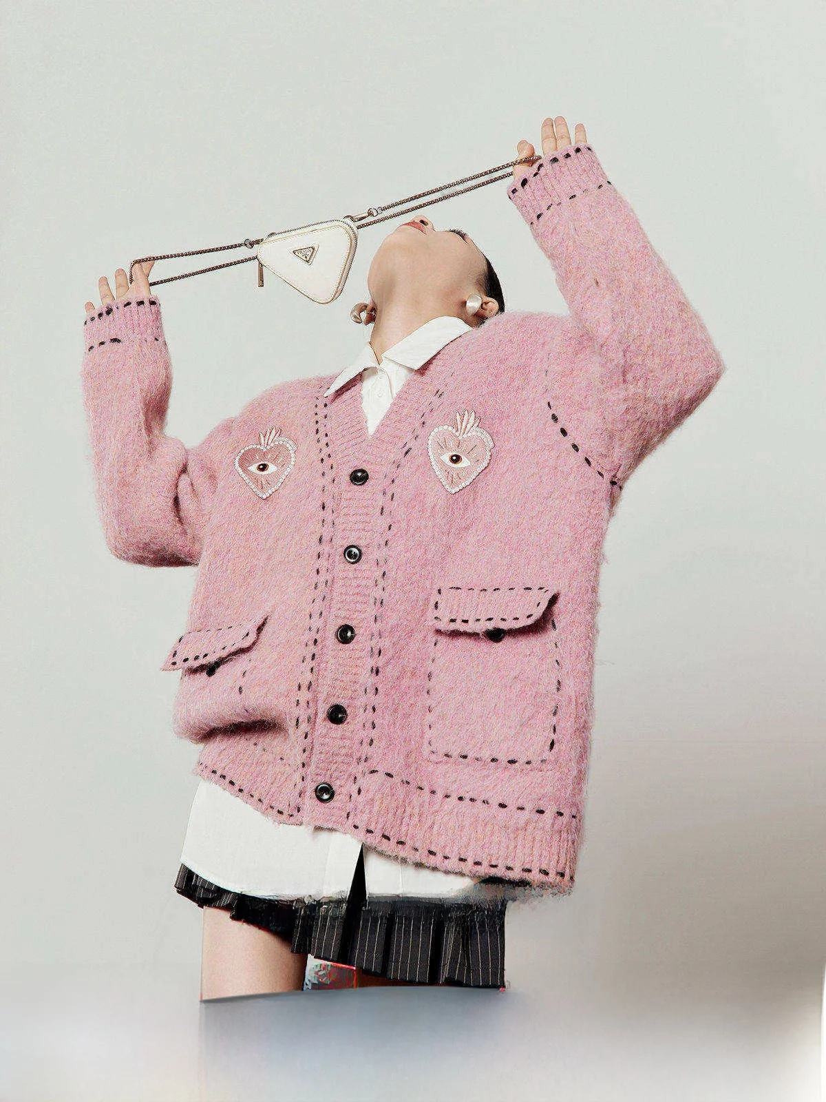 Pink Knitted Loose Casual Cardigan Embroidered Heart Button up Spring New Arrival Women's Fashion Sweater by Zhou Li Wu
Pink Knitted Loose Casual Cardigan Embroidered Heart Button up Spring New Arrival Women's Fashion Sweater by Zhou Li Wu