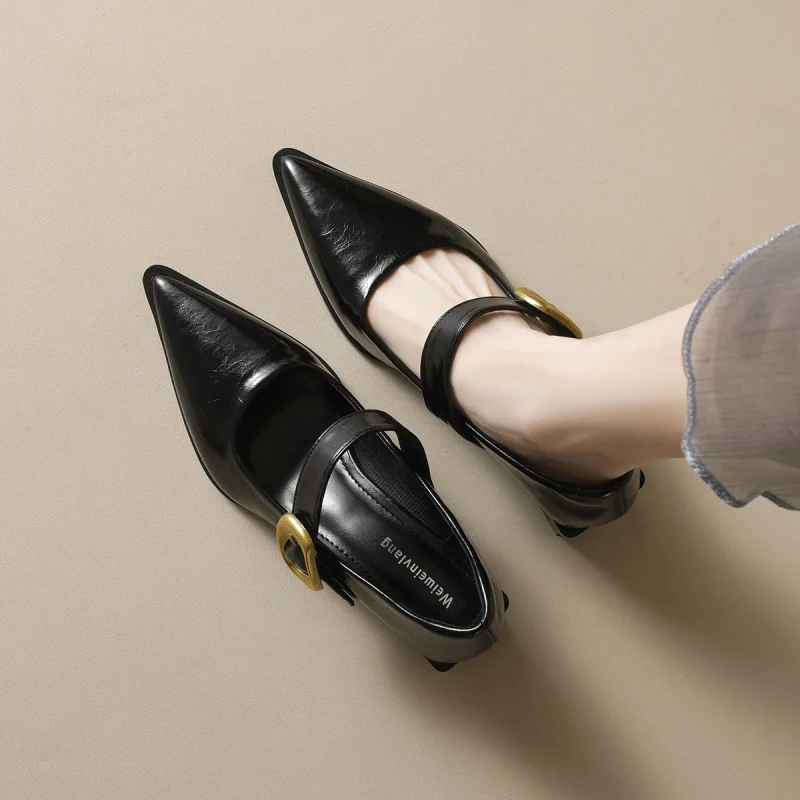 French-style pointed Mary Jane shoes with chunky heels2025New style women's low-cut high-heeled sandals
French-style pointed Mary Jane shoes with chunky heels2025New style women's low-cut high-heeled sandals