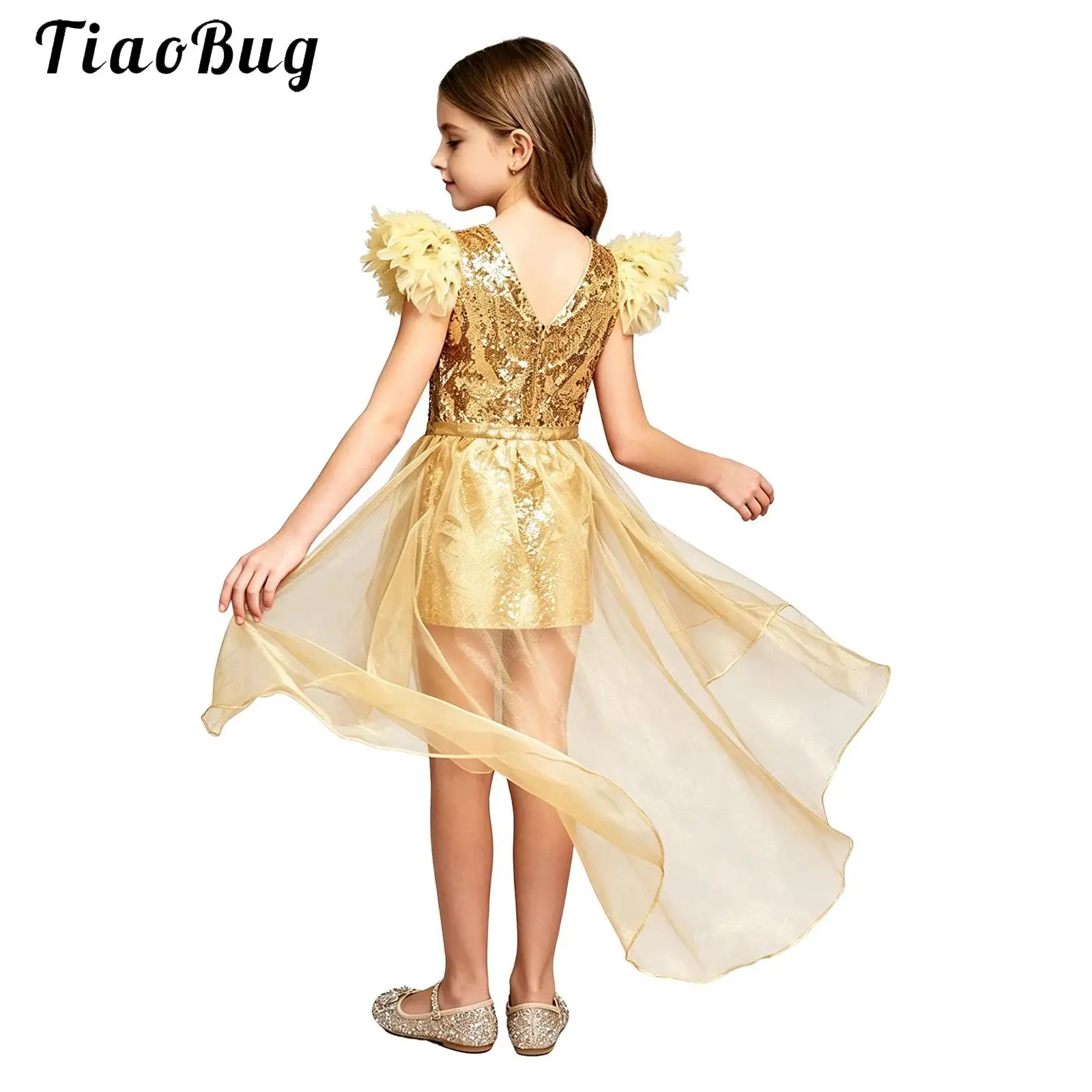 Kids Girls Glitter Sequin Pageant Wedding Dress Sleeveless Feather Bodycon Gowns with Detachable Tulle Skirt Set
Kids Girls Glitter Sequin Pageant Wedding Dress Sleeveless Feather Bodycon Gowns with Detachable Tulle Skirt Set