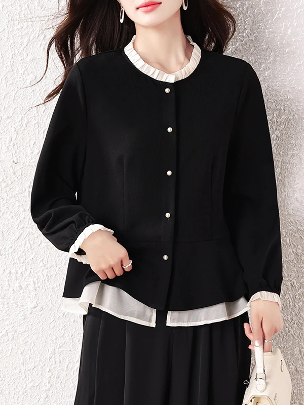 Elegant Black Long Sleeve Women's Shirt Spring 2026 New plus Size Doll Top Korean Style Loose Fit Commute Fashion
Elegant Black Long Sleeve Women's Shirt Spring 2026 New plus Size Doll Top Korean Style Loose Fit Commute Fashion