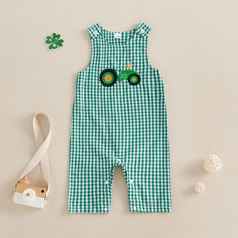 Baby Boy Girl Farm Outfit Tractor Embroidery Jumpsuit Plaid Print Sleeveless Square Neck Playsuit Newborn Clothes(
Baby Boy Girl Farm Outfit Tractor Embroidery Jumpsuit Plaid Print Sleeveless Square Neck Playsuit Newborn Clothes(