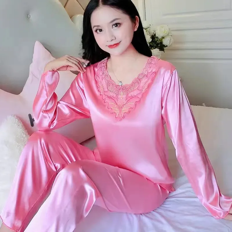 Female High-grade Home Clothing Set Summer Ladies Large Size 4XL Pajamas Two-piece Set Women Long Sleeve Silk Nightgown Outfit
Female High-grade Home Clothing Set Summer Ladies Large Size 4XL Pajamas Two-piece Set Women Long Sleeve Silk Nightgown Outfit