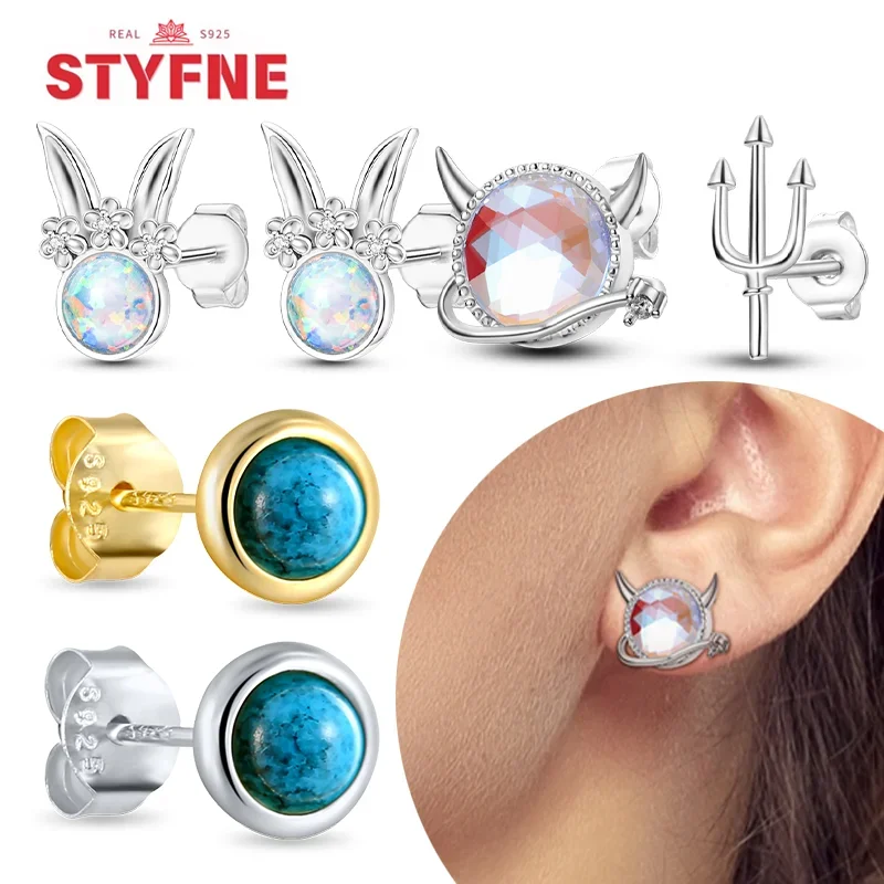 Minimalist 925 Sterling Silver Small Round Turquoise Stud Earrings for Women Natural Moonstone Crystal Rabbit Shaped Earrings
Minimalist 925 Sterling Silver Small Round Turquoise Stud Earrings for Women Natural Moonstone Crystal Rabbit Shaped Earrings