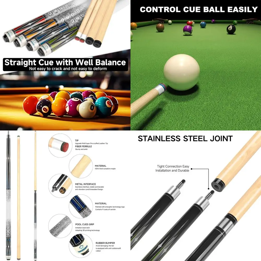 Maple Wood 58 Pool Cue with 3D Grip and 13mm Tip for Professional Billiards
Maple Wood 58 Pool Cue with 3D Grip and 13mm Tip for Professional Billiards