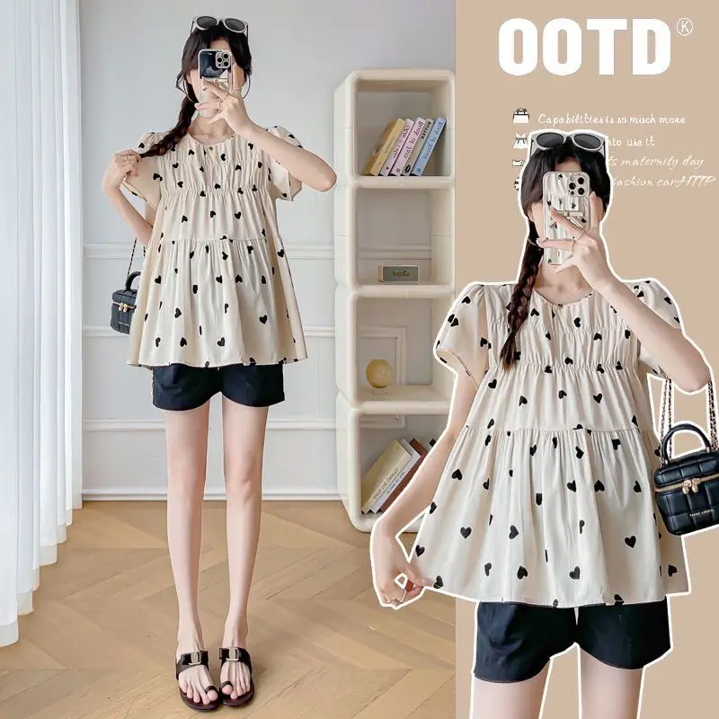 2025 Summer New Short sleeved Pregnant Printed Shirt Top Maternity Trendy Loose Folded Shirt Top Maternity Brrathable Top LH805
2025 Summer New Short sleeved Pregnant Printed Shirt Top Maternity Trendy Loose Folded Shirt Top Maternity Brrathable Top LH805
