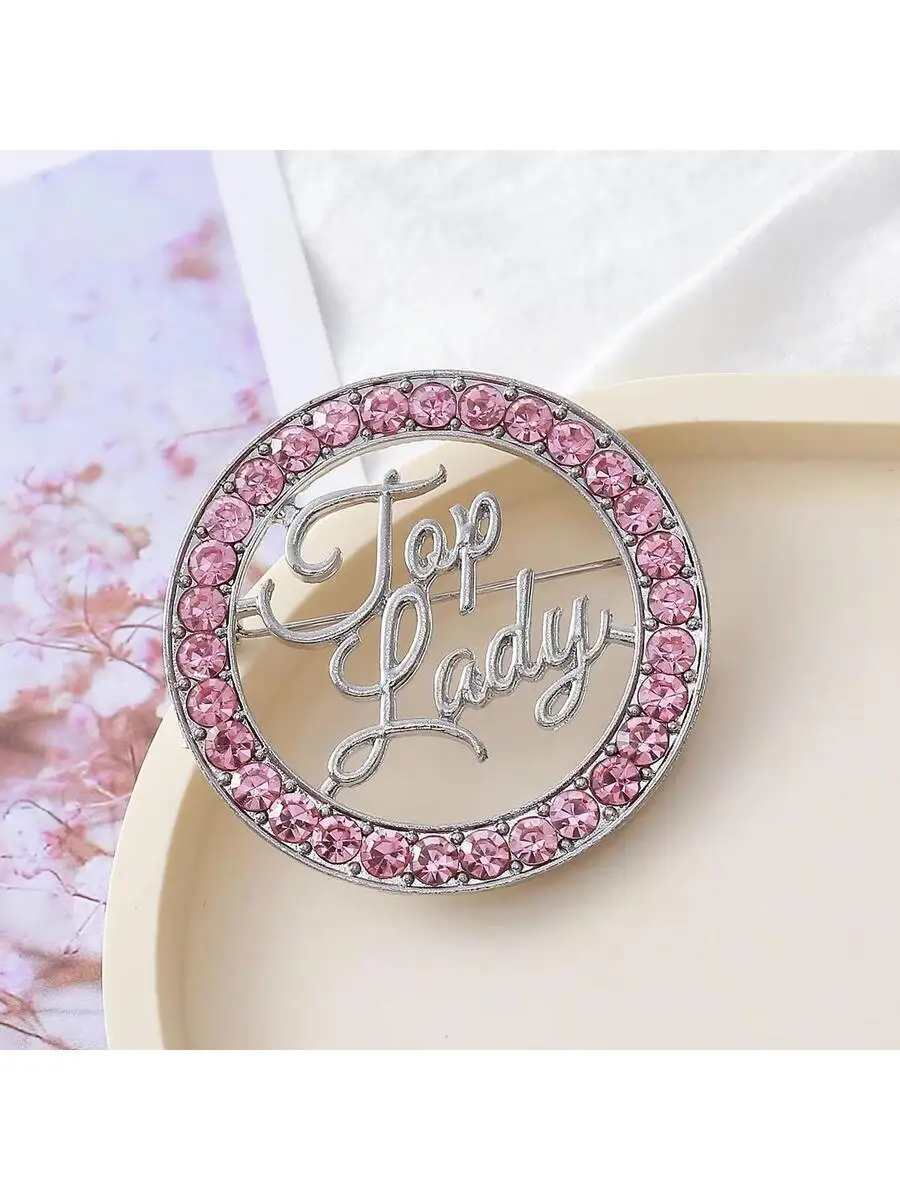 Circular Pink Rhinestone Top Lady Script Brooch Pin Fashion Jewelry Accessory
Circular Pink Rhinestone Top Lady Script Brooch Pin Fashion Jewelry Accessory