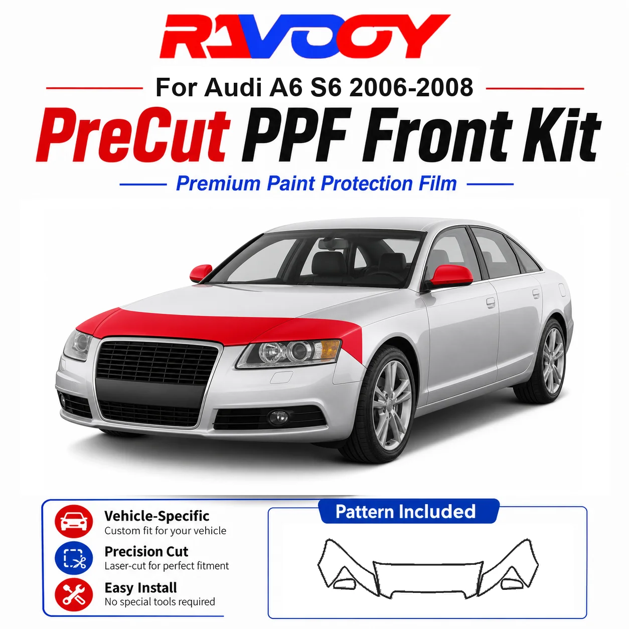 8.5mil TPU Precut PPF Kit For Audi A6 AVANT 2025-2026 - Hood, Fenders & Mirror Set - Self-Healing Clear Bra Film
8.5mil TPU Precut PPF Kit For Audi A6 AVANT 2025-2026 - Hood, Fenders & Mirror Set - Self-Healing Clear Bra Film