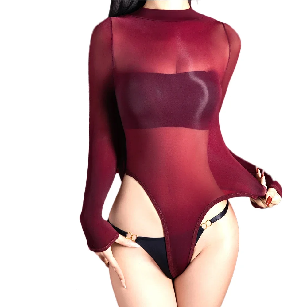 Women's High Cut Thong Bodysuit Tops Elastic Oil Shiny Glossy Shaping Wear Woman Tights 5D Maid One Pieces Slimming Playsuit
Women's High Cut Thong Bodysuit Tops Elastic Oil Shiny Glossy Shaping Wear Woman Tights 5D Maid One Pieces Slimming Playsuit