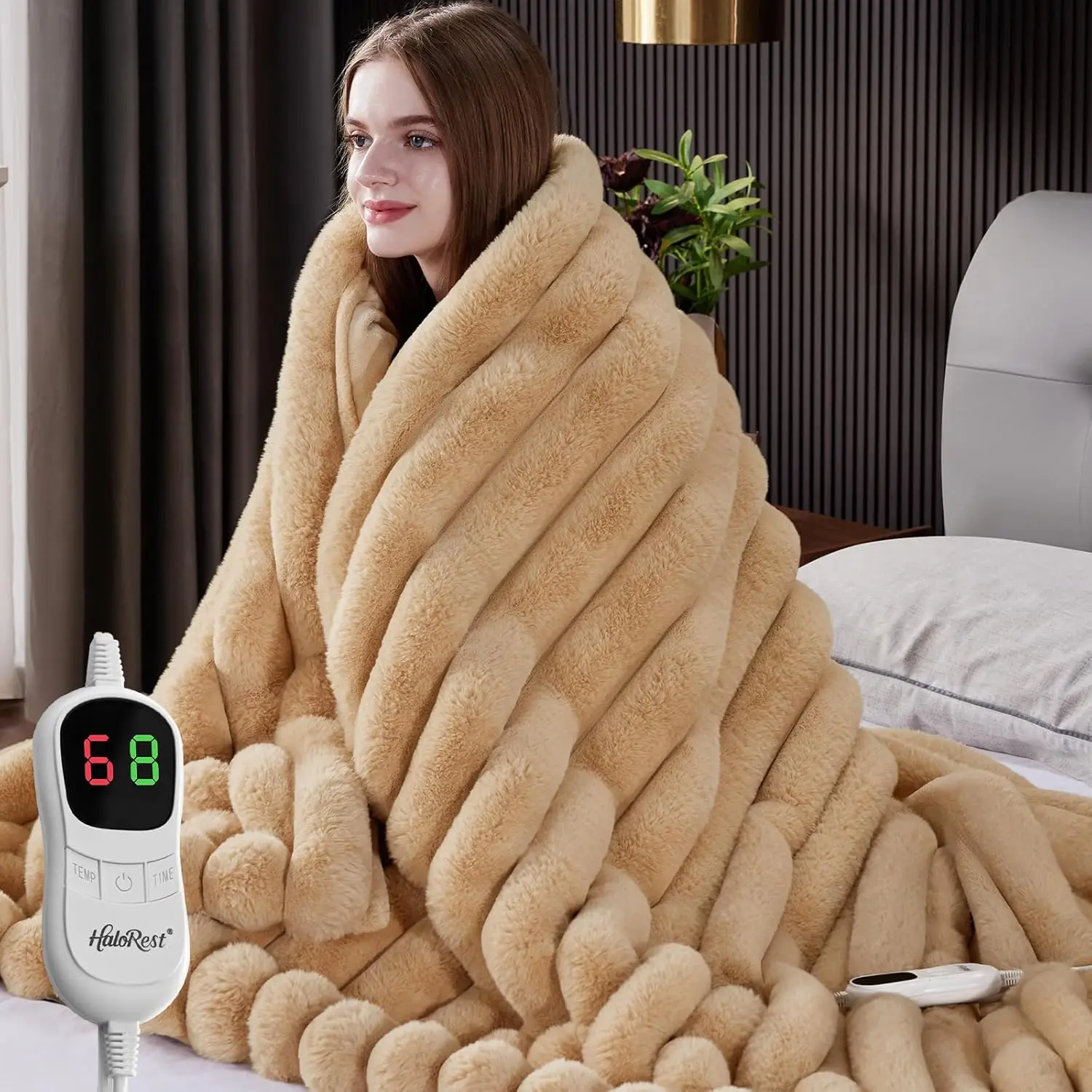 Faux Fur Heated Throw Blanket with Overheat Protection, 10 Heat Levels & Auto-Off Timer, Machine Washable (50x60 Inches, Beige)
Faux Fur Heated Throw Blanket with Overheat Protection, 10 Heat Levels & Auto-Off Timer, Machine Washable (50x60 Inches, Beige)