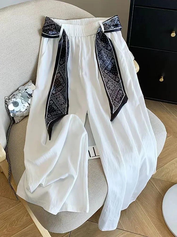 Summer Casual Wide Leg Pants Women's Loose Feelings Scarf Drifting Belt Commute Style High Waist Straight Tube Shape
Summer Casual Wide Leg Pants Women's Loose Feelings Scarf Drifting Belt Commute Style High Waist Straight Tube Shape