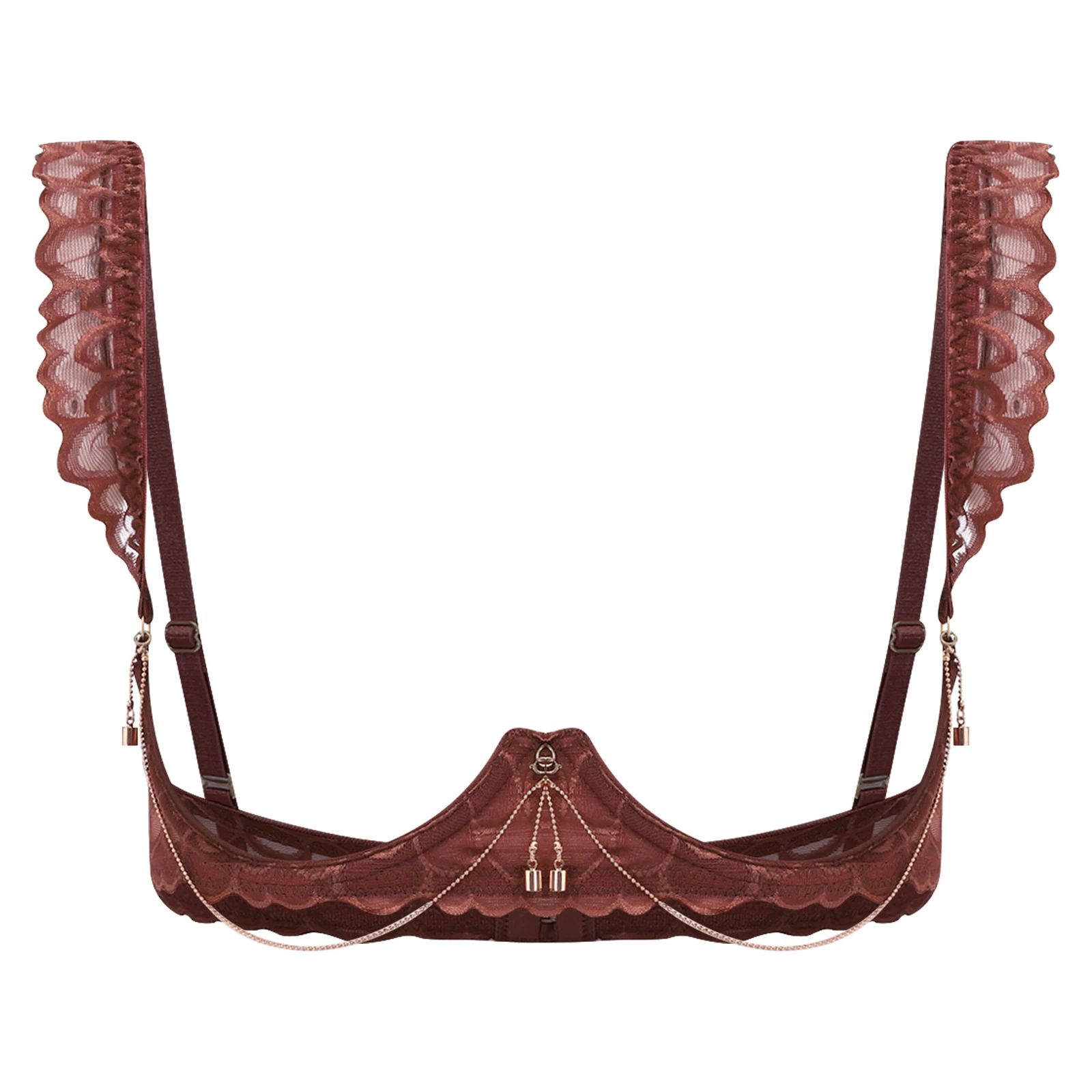 Womens Lace Half Cup Bra Underwear with Chain Pendant Underwired Push Up Bralette Cupless with Chain Half Cup Balconette Tops
Womens Lace Half Cup Bra Underwear with Chain Pendant Underwired Push Up Bralette Cupless with Chain Half Cup Balconette Tops