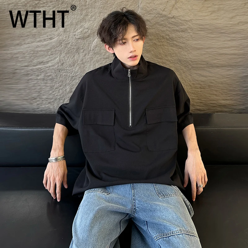 WTHT Ttrendy Men's Pockets Zipper Solid Color High Street T-shirt Fashion 2025 Summer Stand Collar Short Sleeves Top Male 2A0693
WTHT Ttrendy Men's Pockets Zipper Solid Color High Street T-shirt Fashion 2025 Summer Stand Collar Short Sleeves Top Male 2A0693