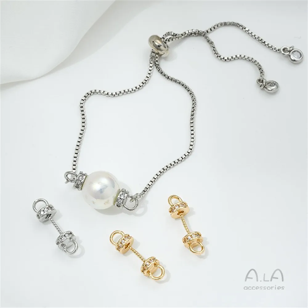 14K Copper-plated Real Gold Inlaid Zircon Bracelet Necklace Connector Half-hole Sheep Eye Rivet Pearl Cap DIY Handcraft Accessor
14K Copper-plated Real Gold Inlaid Zircon Bracelet Necklace Connector Half-hole Sheep Eye Rivet Pearl Cap DIY Handcraft Accessor