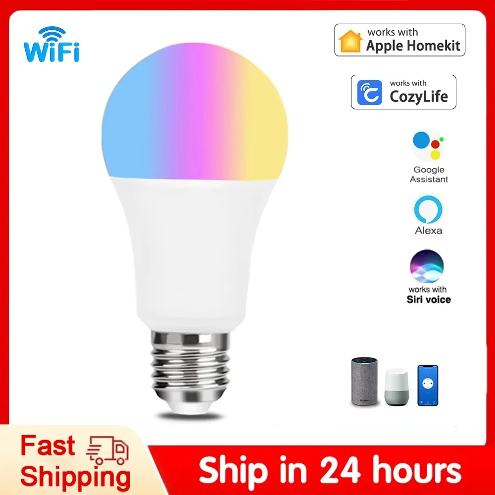 E27 Smart Wifi Light Bulb Homekit Светодиодная лампа Разноцветная светодиодная лампа с регулируемой яркостью и Siri Alexa Google SmartThings Alice HomeAssist
E27 Smart Wifi Light Bulb Homekit Светодиодная лампа Разноцветная светодиодная лампа с регулируемой яркостью и Siri Alexa Google SmartThings Alice HomeAssist