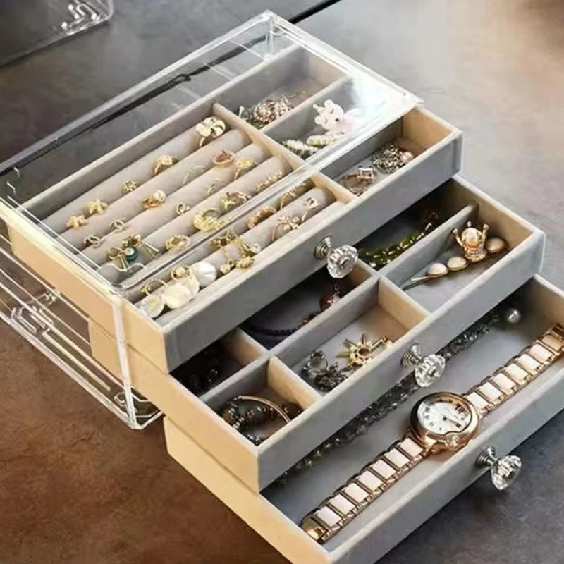 Velvet Acrylic Jewelry Organizer With 3 Drawers Stackable Display Storage Earrings Necklace Bracelets Box Holder Case For Women
Velvet Acrylic Jewelry Organizer With 3 Drawers Stackable Display Storage Earrings Necklace Bracelets Box Holder Case For Women