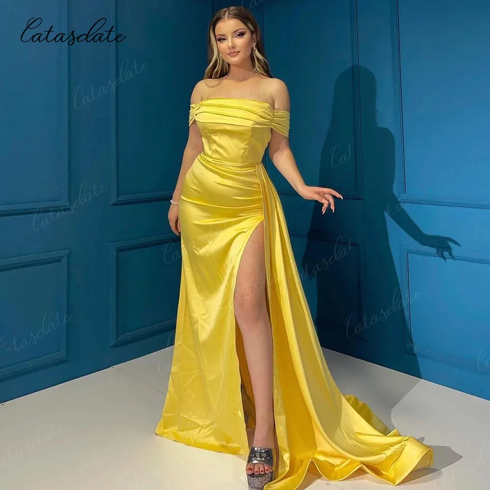 Catasdate Off Shoulder Evening Dress A Line Party Dress for Women Satin Prom Dress 2024 Long Wedding Party Dress with High Slit
Catasdate Off Shoulder Evening Dress A Line Party Dress for Women Satin Prom Dress 2024 Long Wedding Party Dress with High Slit