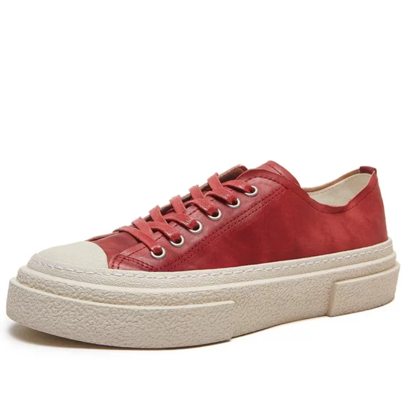Retro Polished High-end Horsehide Board Shoes for Men's Red Thick Soled Casual Shoes Trendy Versatile Breathable Leather Shoes
Retro Polished High-end Horsehide Board Shoes for Men's Red Thick Soled Casual Shoes Trendy Versatile Breathable Leather Shoes