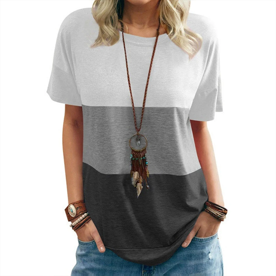 Striped Short Sleeve T-Shirts Women Basic Chic O-Neck Trendy Loose Clothes Plus Size Pullover Colour Striped Tops
Striped Short Sleeve T-Shirts Women Basic Chic O-Neck Trendy Loose Clothes Plus Size Pullover Colour Striped Tops