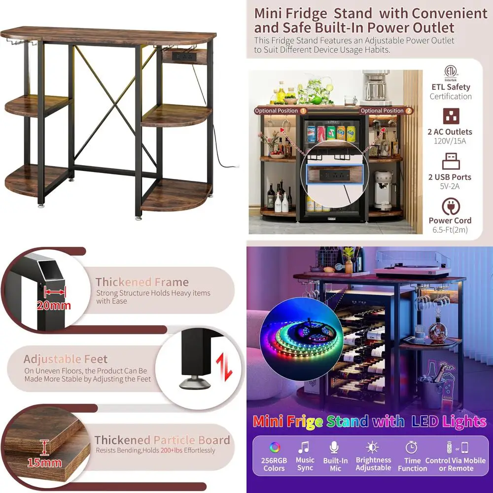 Compact Ridge Stand with Outlet and LED, Ridge Cabinet for Wine, Storage Microwave Stand, Versatile Baker's Rack for Kitchen, Co
Compact Ridge Stand with Outlet and LED, Ridge Cabinet for Wine, Storage Microwave Stand, Versatile Baker's Rack for Kitchen, Co
