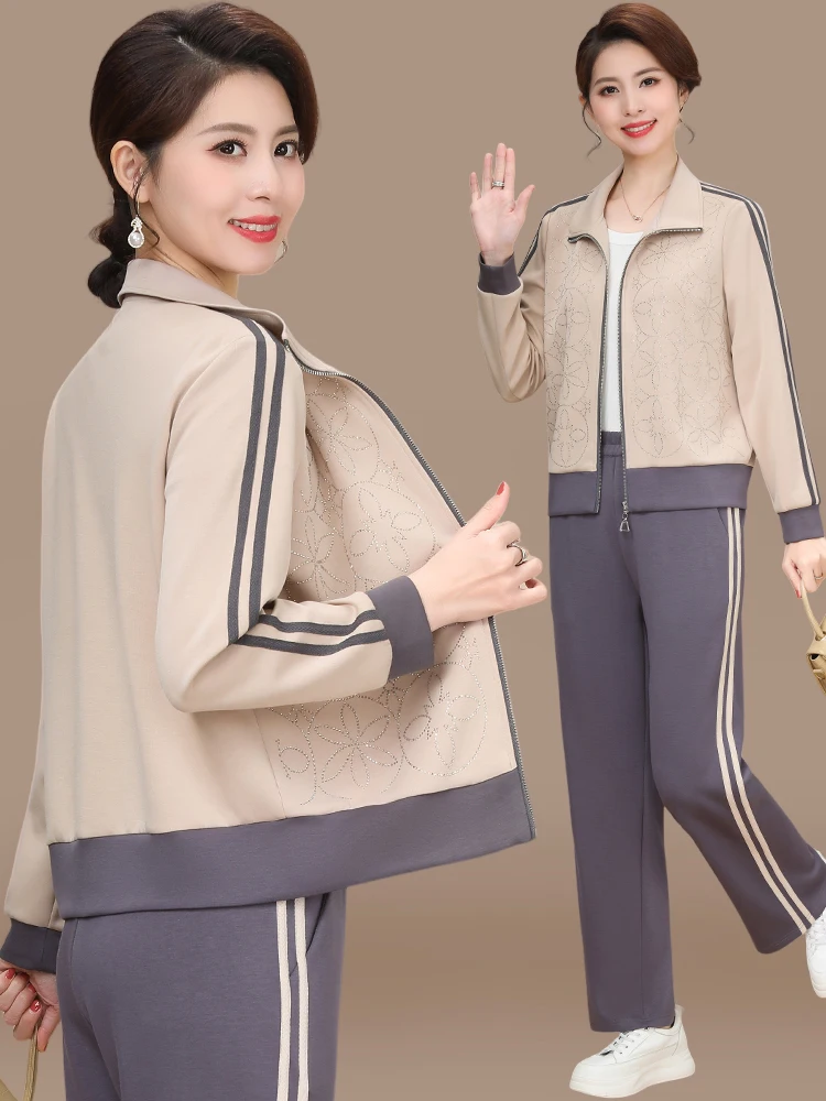 Sli Spring Outfit Set Women's Sportswear Large Size Top Bot Two Piece Set for Middle-Aged And ly Faionable
Sli Spring Outfit Set Women's Sportswear Large Size Top Bot Two Piece Set for Middle-Aged And ly Faionable