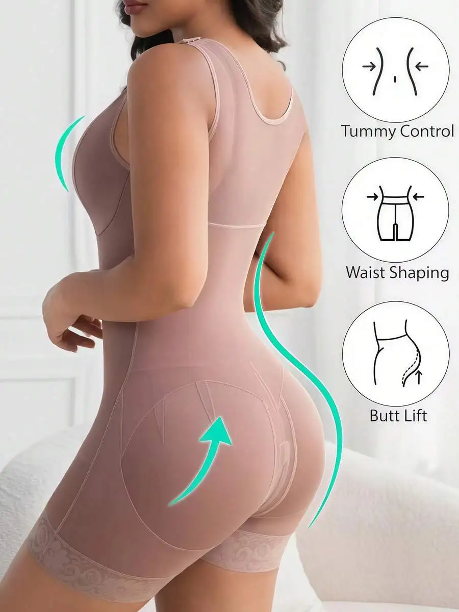 Womens Full Body Shapewear Bodysuit With Lace Accent, Snap Crotch & Adjustable Hooks For Tummy Control Waist Shaping Butt Lift
Womens Full Body Shapewear Bodysuit With Lace Accent, Snap Crotch & Adjustable Hooks For Tummy Control Waist Shaping Butt Lift