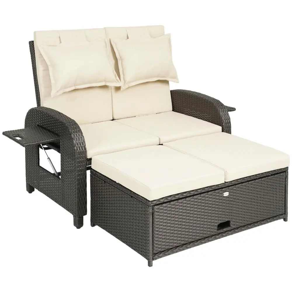 Patio Rattan Daybed, Wicker Outdoor Daybed with Storage Ottoman, Loveseat Sofa with Adjustable Backrest, Side Tables, Cushions,
Patio Rattan Daybed, Wicker Outdoor Daybed with Storage Ottoman, Loveseat Sofa with Adjustable Backrest, Side Tables, Cushions,